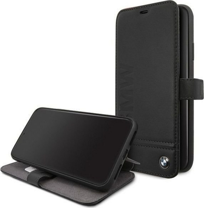Këllëf telefoni BMW Book Case, lëkurë, për iPhone 11 Pro Max, i zi