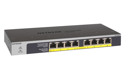 Switch NETGEAR GS108LP, 8 porta Gigabit, PoE, i zi gri