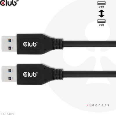 Kabllo USB Club 3D CAC-1525, USB 3.2 Gen1 Type A me Type A, 0.5 m, e zezë