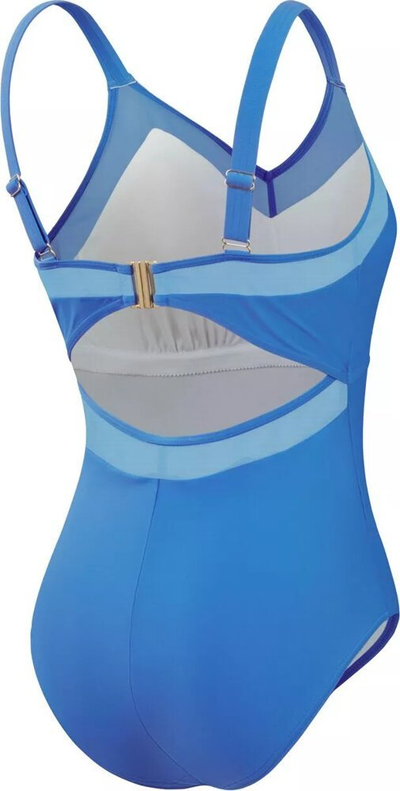 Kostum banje për goca Shaping Mesh Detail, njëpjesësh, me rrjeta transparente, blu