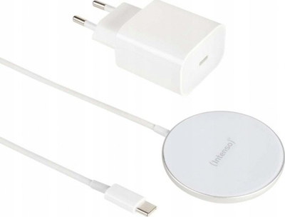 Karikues wireless me magnet Intenso MW1, 15W, USB C, i bardhë