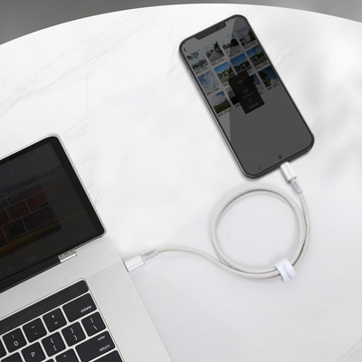 Kabllo karikimi Baseus USB C në Lightning, 2m, 20W, e bardhë