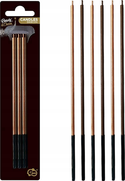 Qirinj torte Godan Metallic Candles, 17 cm, 6 copë, bakër metalik