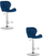 Tabure LEOBERT Stool West, kadife blu navy, bazë e kromuar, set 2 copë, 50x48x45 cm