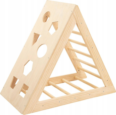 Loja ngjitëse për kalamaj Atmosphera Triangle Climbing Game, dru pishe, trekëndësh ngjitës, ngjyrë natyrale