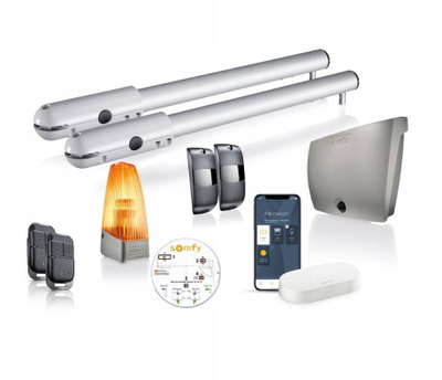 Сет мотор за ротациони порти Somfy Drive SGS Essential Kit, до 2.5 m 250 kg по крило, со Connectivity Kit, сива