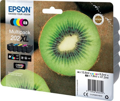 Ngjyrë për printer Epson C13T02G74010, 202 XL, 13.8ml/7.9ml/8.5ml, e zezë/shumëngjyrëshe