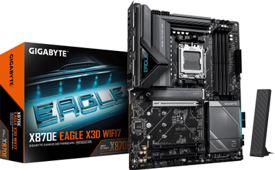 Матична плоча GIGABYTE X870E EAGLE X3D WIFI7, Socket AM5, DDR5, црна