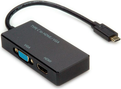Adaptor video Value 12.99.3215, USB-C në HDMI VGA, 3840x2160, i zi