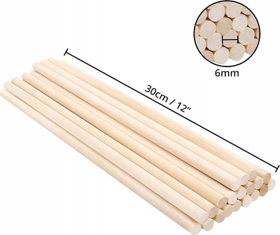 Shkopinj kreativë druri Dalprint Creative Sticks Round Jumbo, 20 copë, ngjyrë natyrale