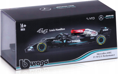Maketi makinë Bburago Mercedes AMG F1 W12 #44, shkallë 1:43, edicion 2021, e zezë