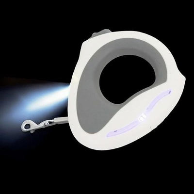 Повлекувачки поводник за кучиња Barry King BK-17127, 4.5m, со USB батериска лампа, сив