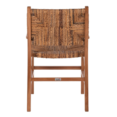 Karrige ngrënieje druri teak & ulëse rush Walnut-Beige 54×58.5×86.5 cm (HM9400.01), bezhë