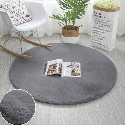 Округол тепих Strado Round Rug Rabbit, 120x120 cm, светло сива