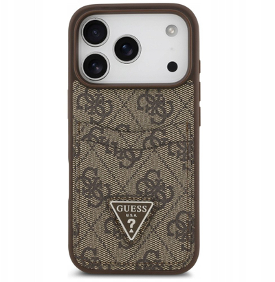 Mbulesë telefoni Guess Hardcase 4G Double Card Triangle, për iPhone 17 Pro, me MagSafe, kafe