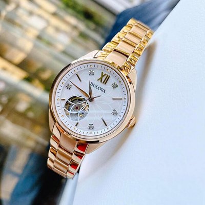 Orë dore Bulova Sutton Diamond Automatic 97P121