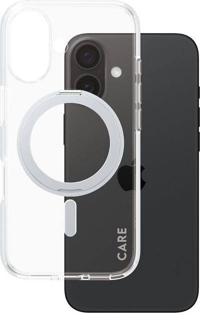 Maskë telefoni PanzerGlass 0 CARE Feature Case, për iPhone 16, MagSafe, transparente me argjend