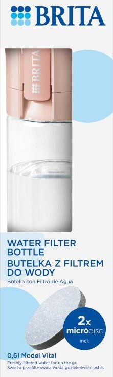 Shishe filtrimi uji Brita Vital Pastel Peach, 600ml, me 2 filtra MicroDisc, e portokalltë