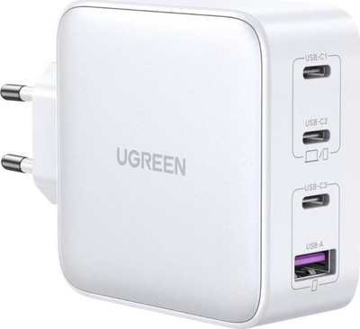 Karikues muri Ugreen 100W GaN, 3x USB C, USB A, i bardhë