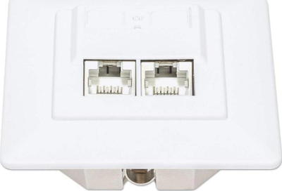 Prizë rrjeti Intellinet Flush Mounted, 2x RJ45 Cat6 10G, STP, e bardhë