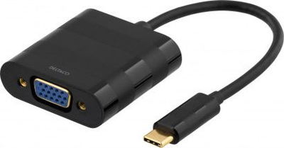 Adaptor video DELTACO USBC-1098, USB Type-C në VGA, i zi