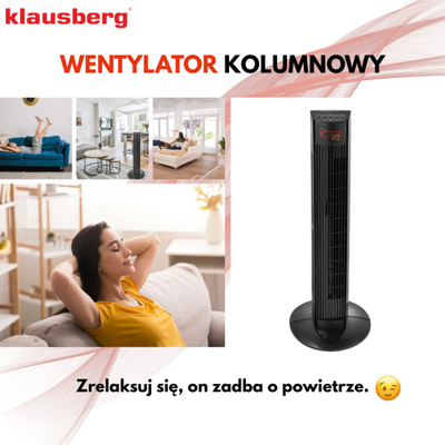 Ventilator kolonë Klausberg KB-7875, 91 cm, 45W, me telekomandë, i zi