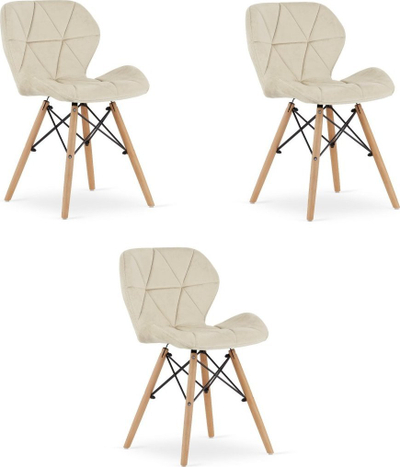 Karrige LEOBERT Lago Velvet, set 3 copë, 60x50x50 cm, beige