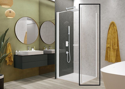Mur dushi Sanplast Exa Line SS0/Exa, 80 cm, xham i temperuar transparent, profile të zeza matt