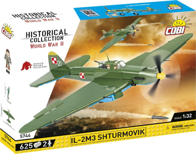 Set ndërtimi Cobi Historical Collection Polish Army Museum IL-2M3 Aircraft, avion model, me figurina, shumëngjyrësh