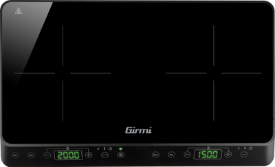 Портабилна индукциска плоча Girmi PI5100, 2 зони за готвење, дигитална контрола, црна