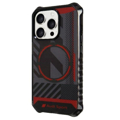 Kapak telefoni Audi IML Sport MagSafe për iPhone 15 Pro Max, antishok, i zi