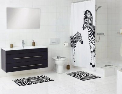 Tapet banje RIDDER Zebra, antirrëshqitës, për vaskë dhe dush, i bardhë me të zezë