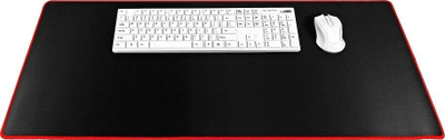 Mousepad gaming për tastierë edhe maus, 900x400x3mm, me cepa të qepur, i zi me kornizë të kuqe