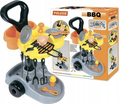 Set lodër BBQ Polesie 36605, karrocë me rrota, me aksesorë kuzhine, shumëngjyrësh