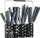 Set lugë-pirunë me qëndrim, 24 copë, çelik inox, i zi