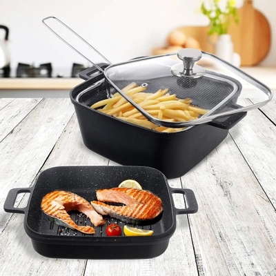 Set tenxheresh Orion, tenxhere me kapak 24 cm, wok edhe tigan grilli, i zi