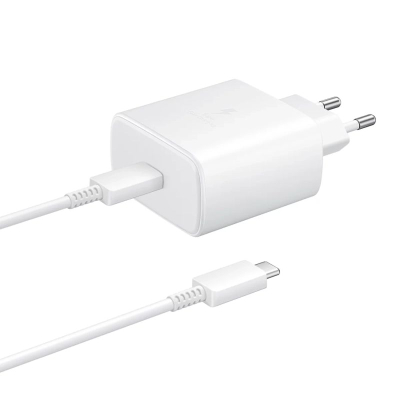 Karikues udhëtimi Samsung 45W, USB-C, me kabllo USB-C në USB-C, i bardhë