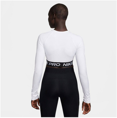 Блуза за тренинг Nike Pro 365 Dri FIT, со долги ракави, кратка, бела