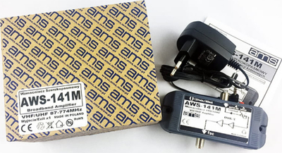 Amplifikator antene AMS AWS-141M, për TV, i bardhë