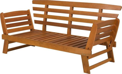 Stol kopshti Beliani Portici, 210 cm, dru eukaliptusi, jastëkë gri taupe