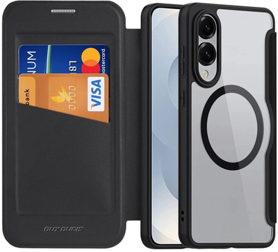 Mbështjellës DUX DUCIS Skin X Pro për Samsung Galaxy S25 Edge, lëkurë PU, me magnet, i zi