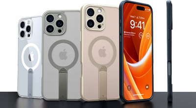Mbulesë telefoni Torras Pstand Spin për iPhone 16 Pro Max, me këmbë mbajtëse rrotulluese, e zezë