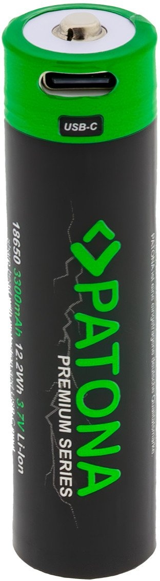Bateri rikarikueshme PATONA 18650 Li Ion, 3300mAh, USB C