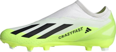 Këpucë futbolli Adidas X Crazyfast.3 LL FG HQ4515, pa lidhësa, për fushë me bar natyral, të bardha neon