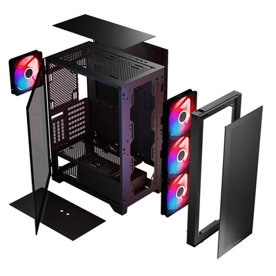 Kuti PC Black Case Mistral ARGB Flow, MIDI tower, USB 3.0 x2, e zezë