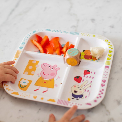 Pjatë për mësu kalamajt Koziol Easy Eater, me kub, me Peppa Pig, rozë
