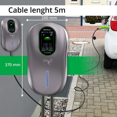 Stacion karikimi për vetura elektrike Qoltec EV 2 in 1 Type 2, 22kW, 32A, kabllo 5m