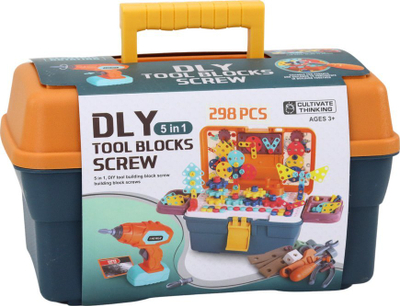 Lodër konstruktore 3D Leantoys Construction Puzzle Blocks In A Box, me trapanthie DIY, shumë pjesë, shumëngjyrëshe