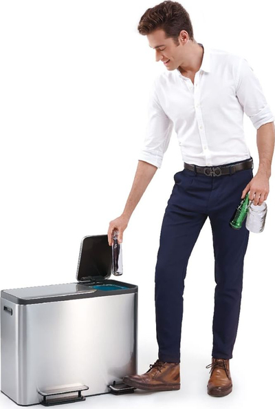 Kosh kuzhine EKO EcoCasa, 3x15L, me pedale, gri e hapët mat