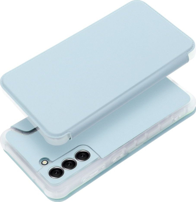 Mbulesë telefoni Tok Piano Book për Samsung Galaxy S21 FE, me kapak, xhep për kartela, blu e çelët